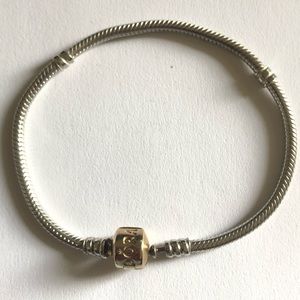 Two-tone 14k gold clasp Pandora classic bracelet
